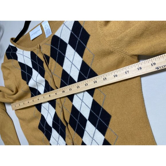 Liz Claiborne Argyle Cardigan Sweater Size Small Petite Cotton Silk Angora Blend - Picture 4 of 12